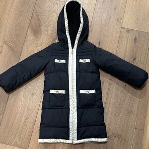 GAP Kids Black and White Hooded Puffer Jacket